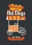 Mobile tray selling hot dogs in retro style