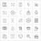 Mobile UI Line Icon Set of 25 Modern Pictograms of folder, folder, text, files, puzzle