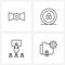 Mobile UI Line Icon Set of 4 Modern Pictograms of camera, class, data privacy, password, school