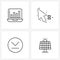 Mobile UI Line Icon Set of 4 Modern Pictograms of chart; download; arrow; arrow; multimedia