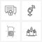 Mobile UI Line Icon Set of 4 Modern Pictograms of chat; network; female; hospital; light