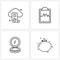 Mobile UI Line Icon Set of 4 Modern Pictograms of cloud chart report, makeup, biology, science, food