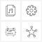 Mobile UI Line Icon Set of 4 Modern Pictograms of collection; power; file; beauty; charge