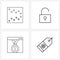Mobile UI Line Icon Set of 4 Modern Pictograms of development; buy; locked; security; online
