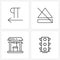 Mobile UI Line Icon Set of 4 Modern Pictograms of editor, water, text, eject, traffic light