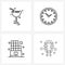 Mobile UI Line Icon Set of 4 Modern Pictograms of glass; love; soft drink; date; camping