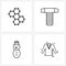 Mobile UI Line Icon Set of 4 Modern Pictograms of medical, Christmas, hospital, screw, winters