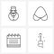 Mobile UI Line Icon Set of 4 Modern Pictograms of Santa clause, user, winters, cloths, cosmetic