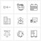 Mobile UI Line Icon Set of 9 Modern Pictograms of presentation, nautical, month, delivery, city