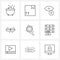 Mobile UI Line Icon Set of 9 Modern Pictograms of searching, search, iris, conversation, chat