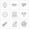 Mobile UI Line Icon Set of 9 Modern Pictograms of virus, laptop, trolly, bug, navigation upload