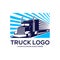 Mobilebig truck vector logo illustration,good for mascot,delivery,or logistic,logo industry,flat color style with blue