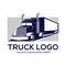 Mobilebig truck vector logo illustration,good for mascot,delivery,or logistic,logo industry,flat color,style with blue and grey
