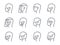 MobileFace mask related line icons.