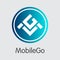 Mobilego - Digital Coin Vector Icon of Cryptographic Currency.