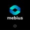 Mobius logo. Impossible geometric shape from silk ribbon isolated on a dark background.