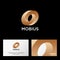 Mobius logo. Impossible gold geometric shape. UI, Web icon.