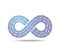 Mobius loop made of three blue ropes. infinity symbol made of wires. Number eight