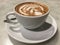 Mocaccono. Mocha. Chocolate cafe. latte art. Close up.