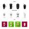 Mocha, macchiato, frappe, take coffee.Different types of coffee set collection icons in black, flat, monochrome style