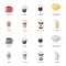 Mocha, macchiato, frappe, take coffee.Different types of coffee set collection icons in cartoon,monochrome style vector
