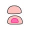 Mochi dessert doodle icon traditional cuisine tender color