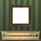 Mock up 3d vintage frame hanging on wall