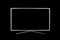 Mock up 4K UHD monitor or TV with black screen isolated on black background.