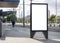 Mock up Banner stand Media outdoor people walking on City street