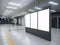 Mock up Blank Banners Media advertising in Subway station with escalator People walking