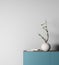 Mock-up Of blank gray wall with Small Plant In Vase. 3d render. illustration