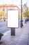 Mock up. Blank lightbox, billboard, advertising, public information board on the city street