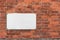 Mock up with empty blank white address sign on brick wall