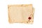 Mock up of empty old vintage yellowed papers with red wax seal