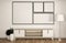 Mock up fames and cabinet in modern empty room Japanese - zen style,minimal designs. 3D rendering