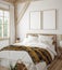 Mock up frame in country style bedroom interior