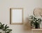 Mock up frame in cozy beige home interior background, Boho style