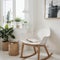 Mock up frame in home interior background white room with natural wooden furniture Scandi-Boho style