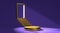 Mock up of gold pedestal, staircase and door with lighting in purple room