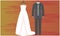 Mock up illustration of couple fashion dress on abstract background
