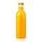 Mock Up Juice Glass Plastic Yellow Orange Bottle On White Background Isolated.