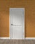Mock up Modern loft white door and yellow brick wall on wooden floor. 3D rendering