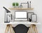 Mock up modern workspace template mock up background