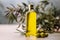 Mock up of olive oil as an elixir of health and well-being, its beneficial properties