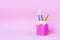 Mock up picture of pencil holder on pink background