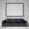 Mock up poster, black leather sofa. 3D