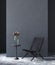 Mock up poster in black modern living room, industrial style