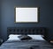 Mock-up poster in dark luxury bedroom interior, classic style