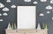 Mock up poster frame in children room, Scandinavian style interior background