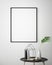 Mock up poster frame in hipster interior background with light letters, scandinavian style, 3D render